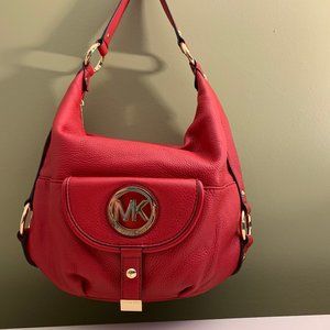 Michael Kors Large Red Pebble Leather Hobo